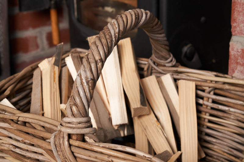 Wicker Kindling Basket With Handle