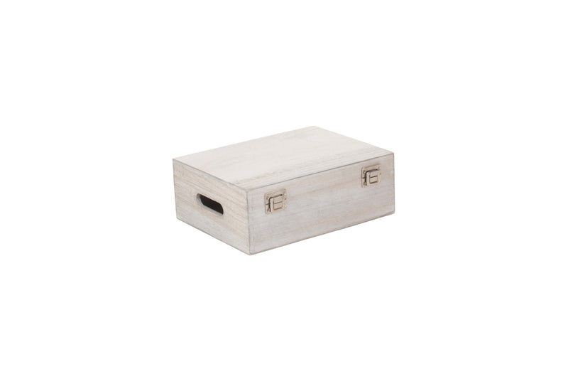 12" Wooden Box White Wash Closed