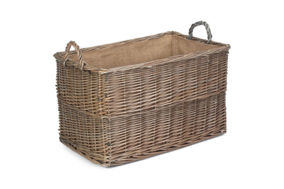 Antique Wash Hessian Lined Basket