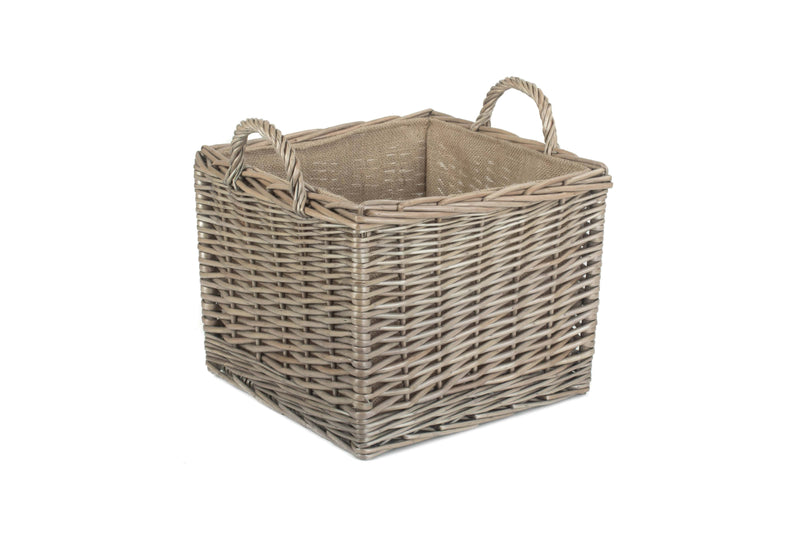 Square Lined Wicker Log / Storage Basket