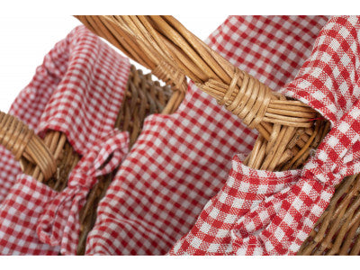 Country Oval Shopper with Red & White Checked Lining Set of 2