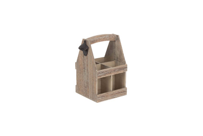 Oak Effect Bottle Carrier With Opener Empty