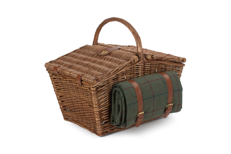 Elegant Tweed Fitted Hamper Green Closed