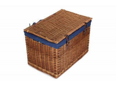 24" Double Steamed Chest Hamper with Navy Blue Lining