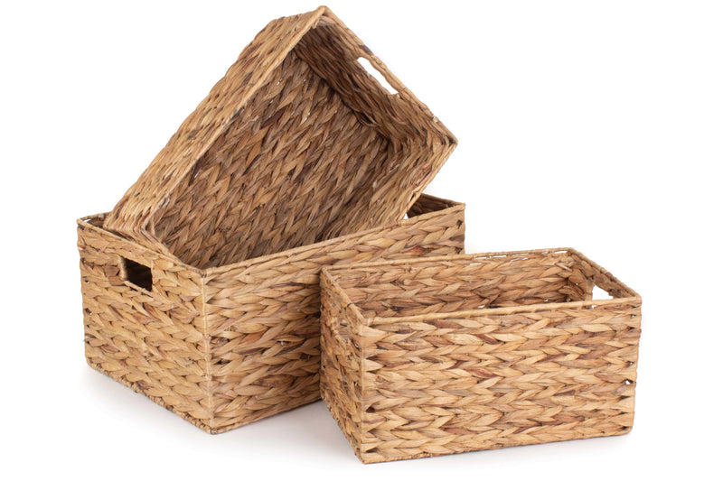 Water Hyacinth Rectangular Storage Basket Display