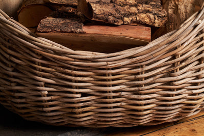 Boat Shaped Rattan Log Basket