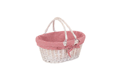 White Swing Handle Shopper Medium Red & White Side