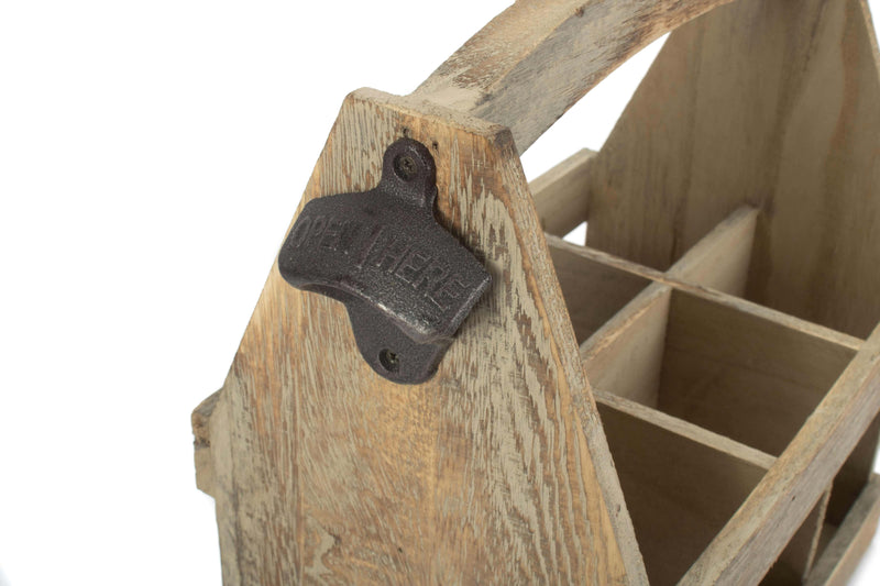 Oak Effect Bottle Carrier Opener Detail