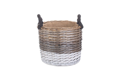 Large Round Triple Tone Chunky Storage Basket With Lining