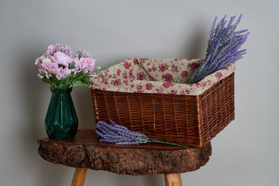 Double Steamed Wicker Storage Baskets With Rose Lining