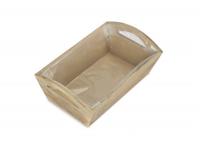 Oak Effect Small Wooden Storage Tray - Plastic Lining