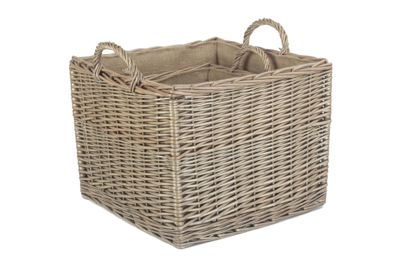 Square Lined Wicker Log / Storage Basket