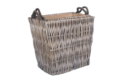 Grey Rectangular Log Basket Stacked Pair