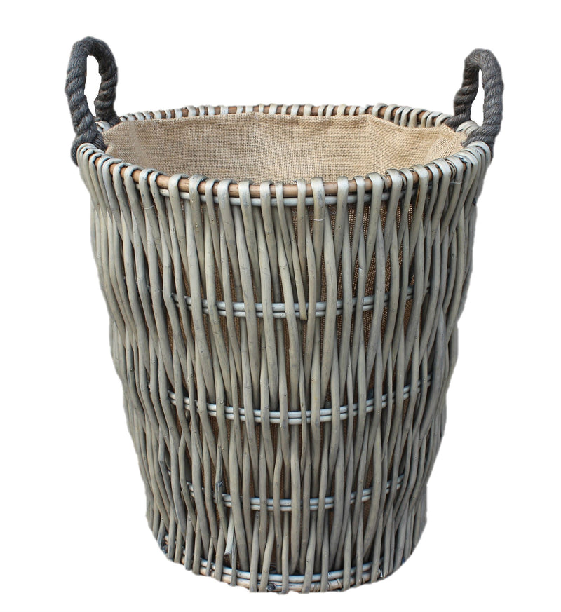 Tall Round Grey Log Basket