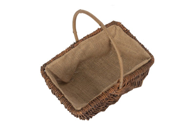 Rectangular Unpeeled Willow Garden Trug With Hessian Lining Large interior