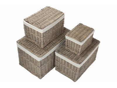 Set of 4 Grey Wash Storage Hampers