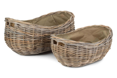 Boat Shaped Rattan Log Basket